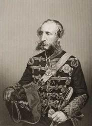James Thomas Brudenell (1797-1868) 7. hrabia Cardigan, grawerowane przez D.J. Pound z fotografii, z „The Drawing-Room of Eminent Personages, Volume 2”, wydanej w Londynie, 1860